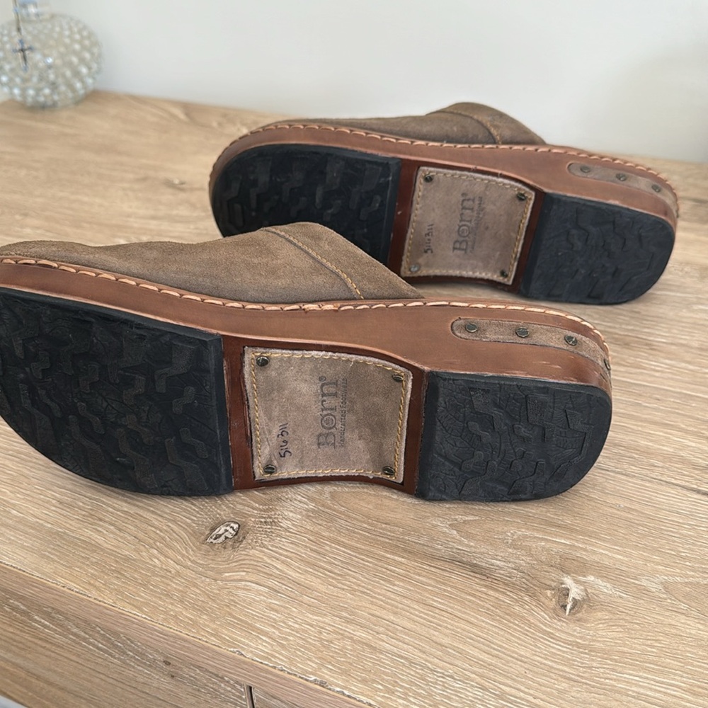 Born Leather Upper And Suede Clogs - image 4